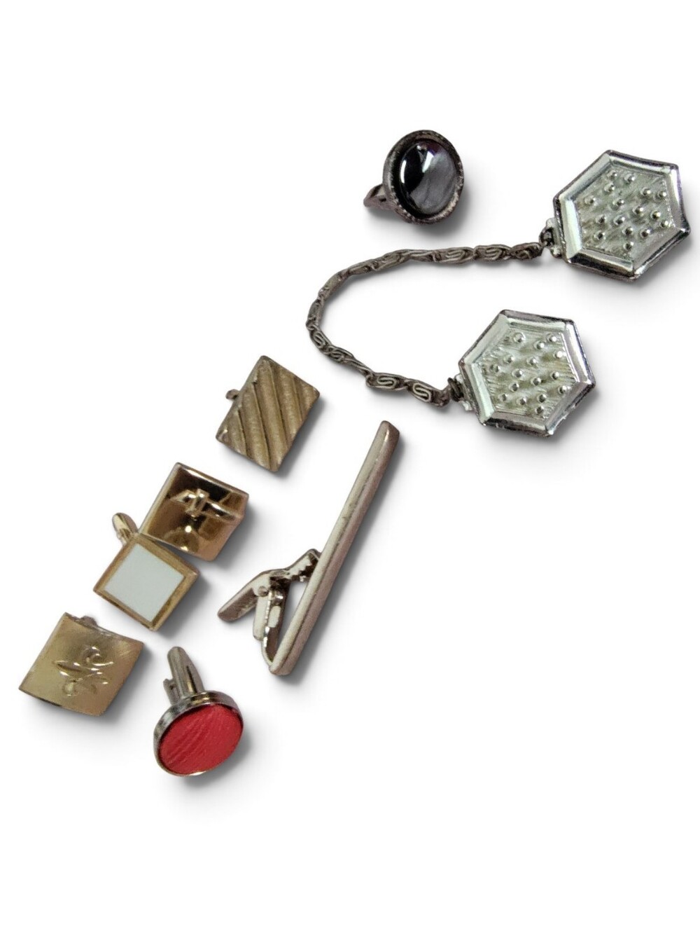 Vintage Mixed Cufflinks & Men’s Accessories Lot – Tie Clip Mixed Metals